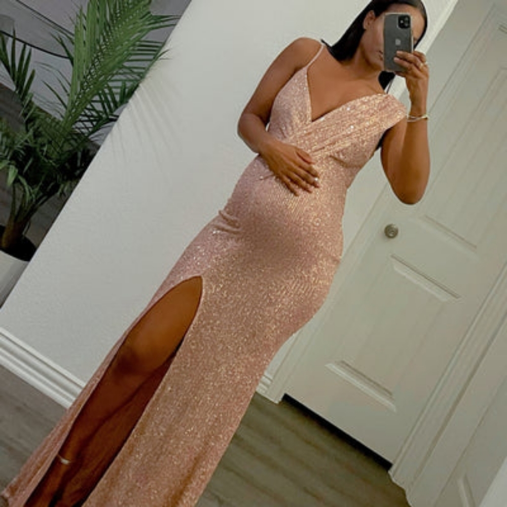 Pink Sequin Maternity Gown NWT